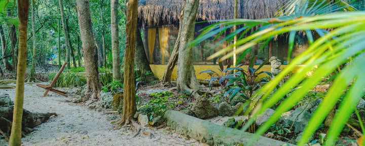 Ett andetag av yoga-ashram